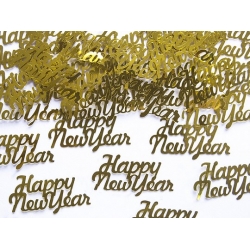 Konfetti Metalizowane Happy New Year Złote 3g Dekoracja